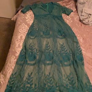 Green romper maxi dress